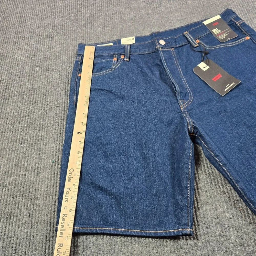 Levi's 501 Original Shorts Mens 36 Blue Denim Button Fly Bermuda 9 Inseam
